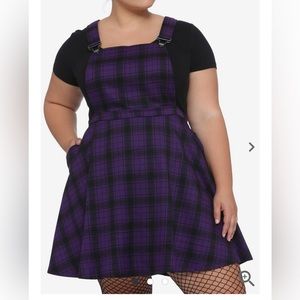 Purple & black plaid skirtall with POCKETS